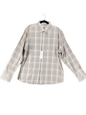 DKNY Shirt Mens Large Chestnut Brown Plaid Long Sleeve Button Up *NWT*